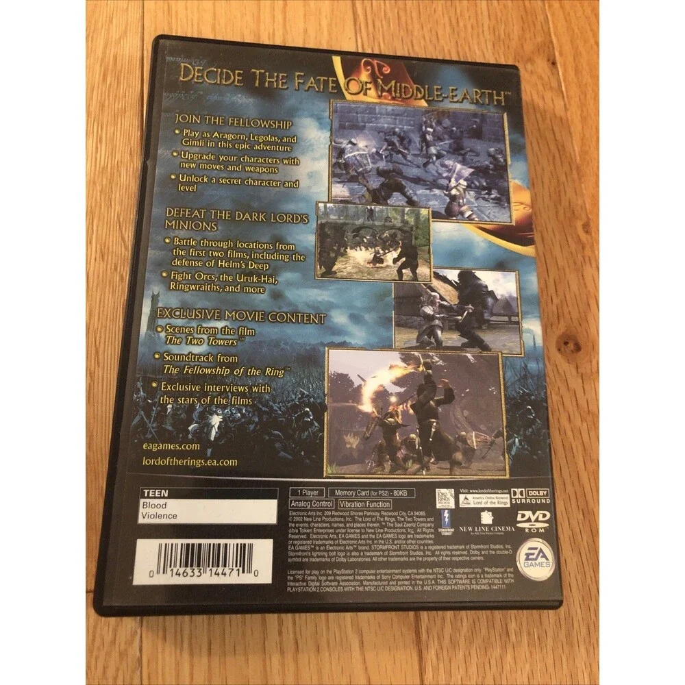 The Lord of the Rings: Two Towers (PlayStation 2 PS2)‎ Black Label
